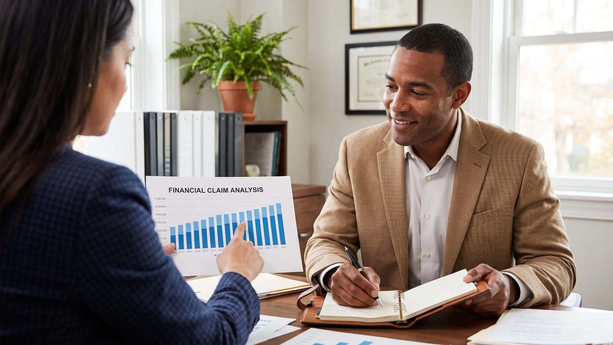 Advisor reviewing a case with a client during a free consultation